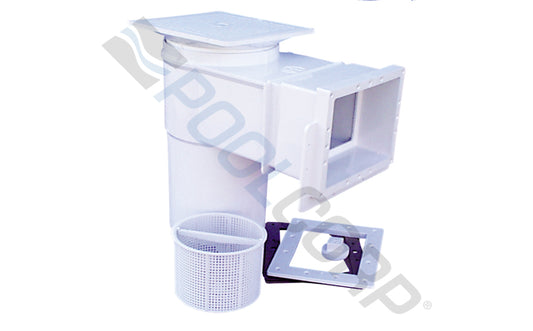 1 1/2" FPT White Auto-Skim Skimmer with Square Lid Outside Mount