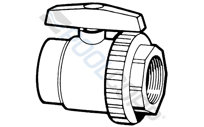 1 1/5" SKT 2-Way Trimline Ball Valve PVC
